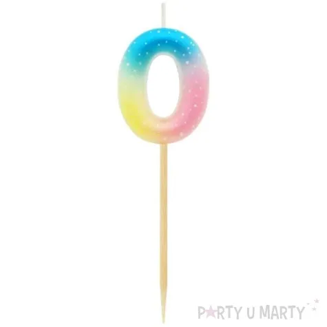 swieczka na tort cyfra 0 piker teczowa godan 4 5 cm