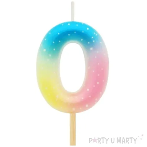swieczka na tort cyfra 0 piker teczowa godan 4 5 cm