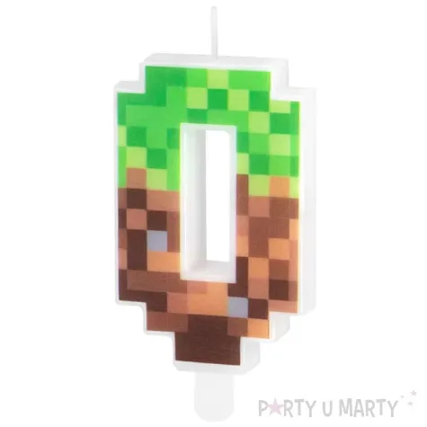 swieczka na tort cyfra 0 piksele partypal 15 cm