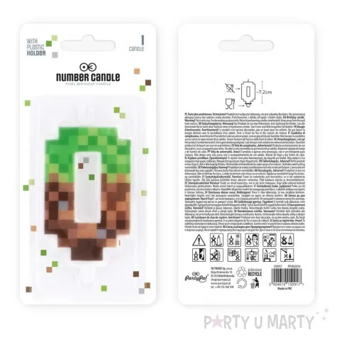 swieczka na tort cyfra 0 piksele partypal 15 cm