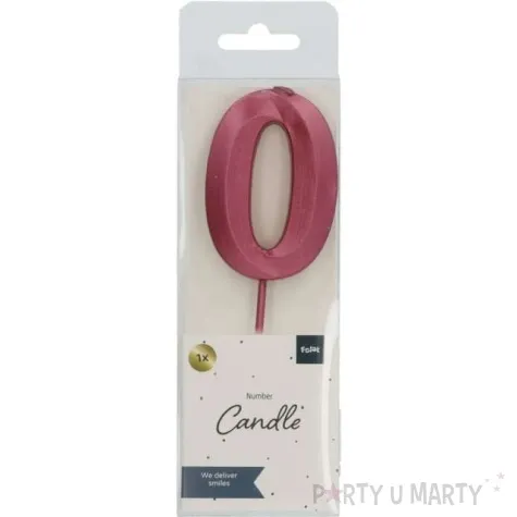 swieczka na tort cyfra 0 rozowa folat 7 cm