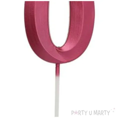 swieczka na tort cyfra 0 rozowa folat 7 cm