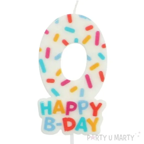 swieczka na tort cyfra 0 sprinkles folat 11 cm