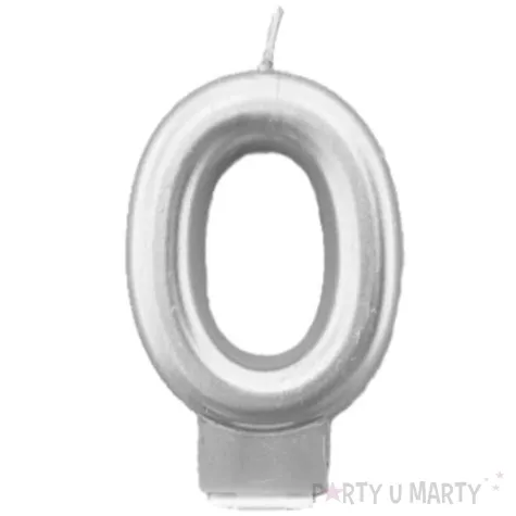 swieczka na tort cyfra 0 srebrna tamipol 7 5 cm