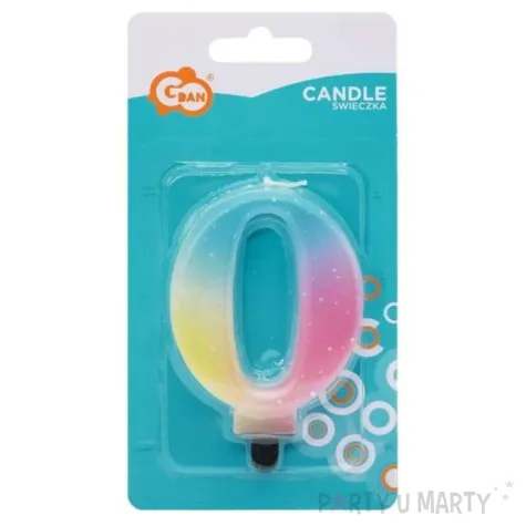 swieczka na tort cyfra 0 teczowa godan 8 cm