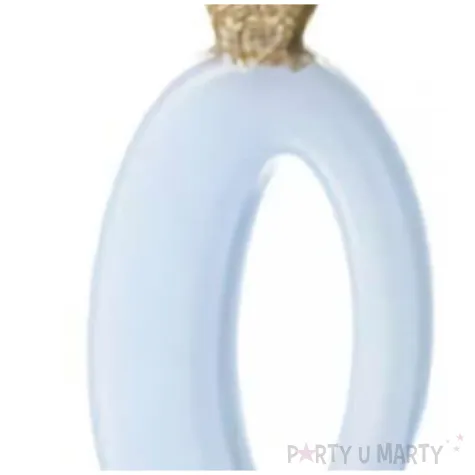 swieczka na tort cyfra 0 w koronie blekitna partydeco 9 5 cm
