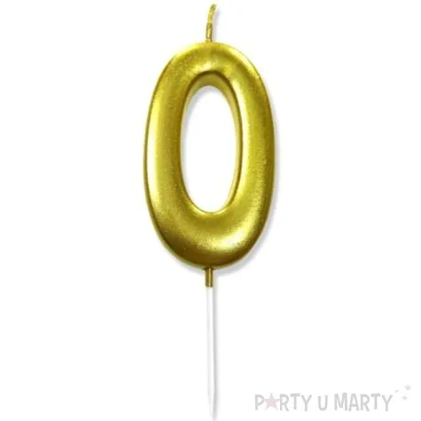 swieczka na tort cyfra 0 zlota dekoracjepolska 6 5 cm