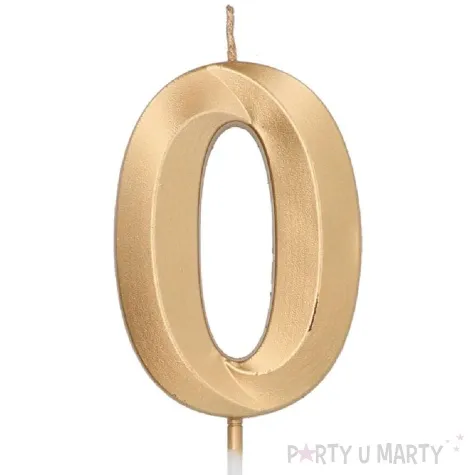 swieczka na tort cyfra 0 zlota folat 14 5 cm