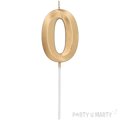 swieczka na tort cyfra 0 zlota folat 14 5 cm