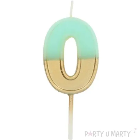 swieczka na tort cyfra 0 zloto niebieska folat 5 cm