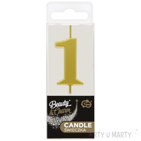 swieczka na tort cyfra 1 beauty charm piker zloty godan 9 5 cm