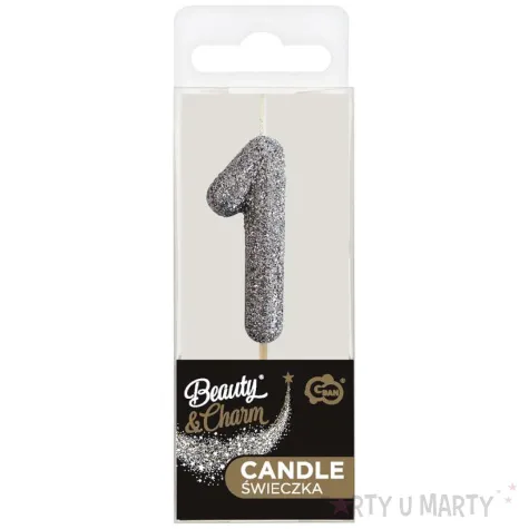 swieczka na tort cyfra 1 brokat piker czarny godan 11 5 cm