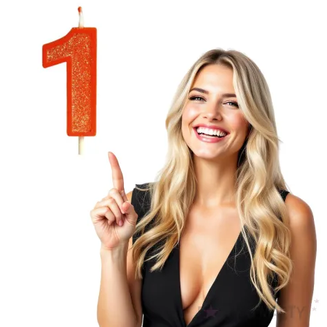 swieczka na tort cyfra 1 brokat pomaranczowa guirca 4 cm