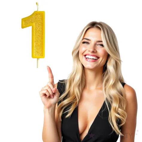 swieczka na tort cyfra 1 brokat zolta guirca 4 cm