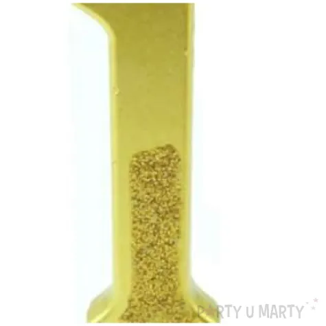 swieczka na tort cyfra 1 brokatowa zlota jix 12 cm