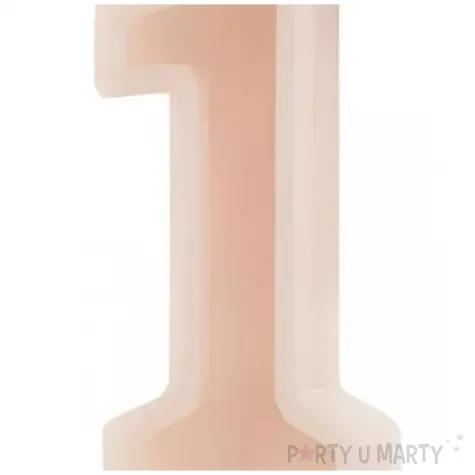 swieczka na tort cyfra 1 brudny roz partydeco 10 cm