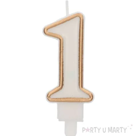 swieczka na tort cyfra 1 chique gold folat 9 cm