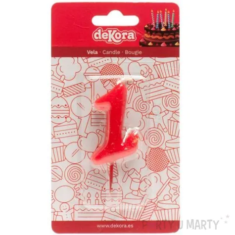 swieczka na tort cyfra 1 czerwona dekora 5 5 cm