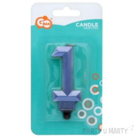 swieczka na tort cyfra 1 diament niebieska godan 7 6 cm