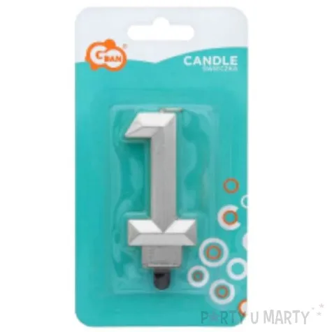 swieczka na tort cyfra 1 diament srebrna godan 7 6 cm