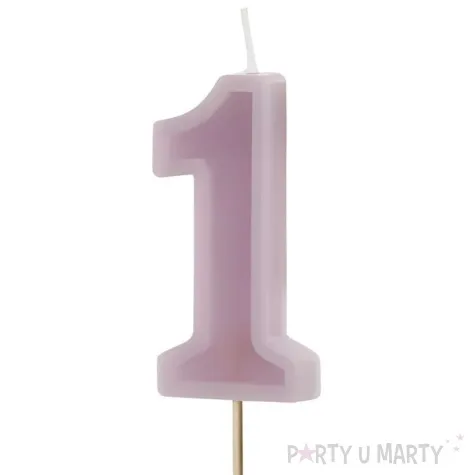 swieczka na tort cyfra 1 fioletowy partydeco 10 cm
