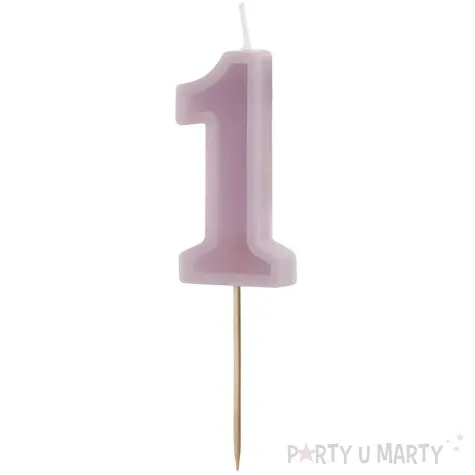 swieczka na tort cyfra 1 fioletowy partydeco 10 cm