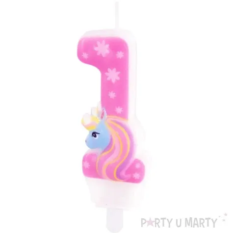 swieczka na tort cyfra 1 jednorozec teczowy partypal 8 2 cm