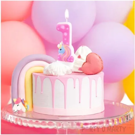 swieczka na tort cyfra 1 jednorozec teczowy partypal 8 2 cm