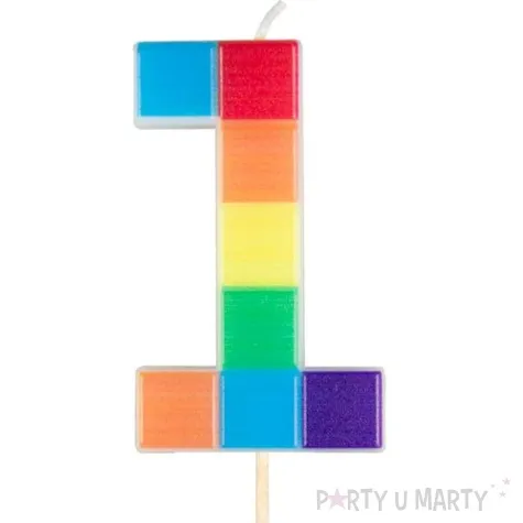 swieczka na tort cyfra 1 klocki mix arpex 7 cm