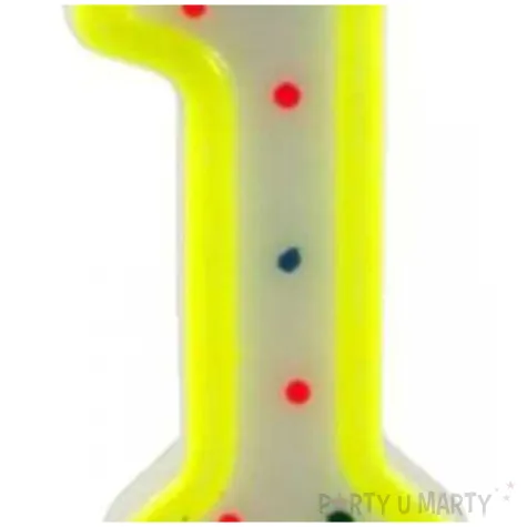 swieczka na tort cyfra 1 kropki zolta tamipol 7 5 cm