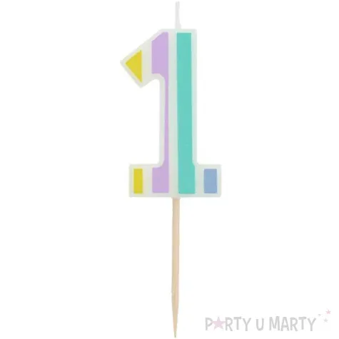 swieczka na tort cyfra 1 mix folat 5 cm