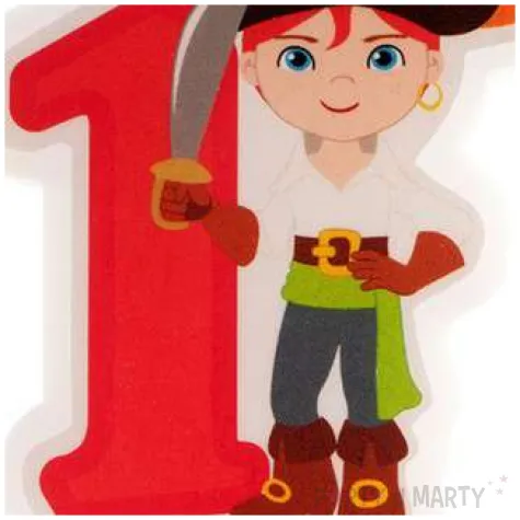 swieczka na tort cyfra 1 pirat czerwona dekora