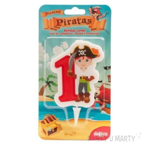 swieczka na tort cyfra 1 pirat czerwona dekora