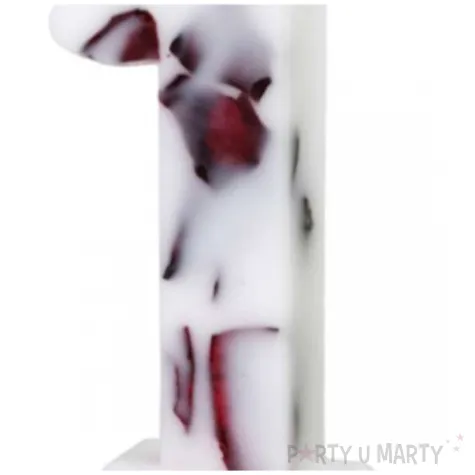 swieczka na tort cyfra 1 platki kwiatow bialy partydeco 8 cm