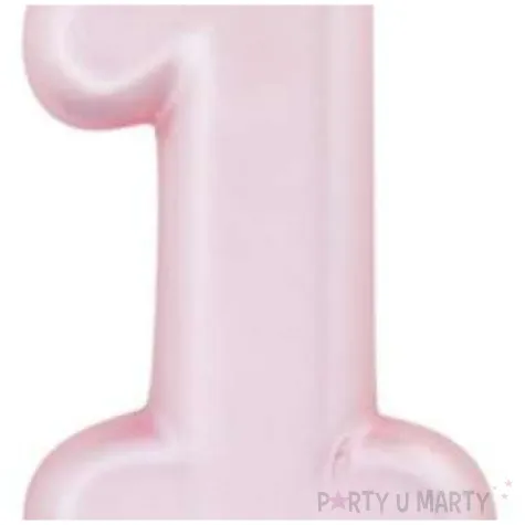 swieczka na tort cyfra 1 rozowy perlowy givi 9 cm
