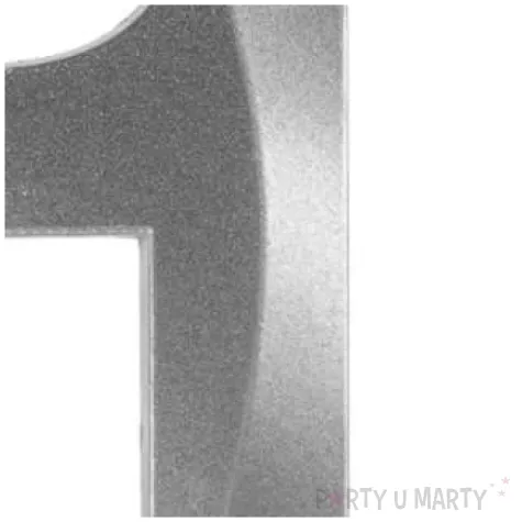 swieczka na tort cyfra 1 srebrna jix 12 cm