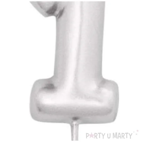 swieczka na tort cyfra 1 srebrny metalik givi 8 cm