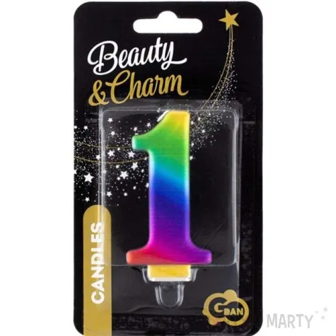 swieczka na tort cyfra 1 teczowa godan 9 5 cm