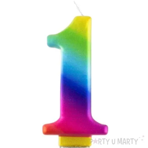 swieczka na tort cyfra 1 teczowa godan 9 5 cm