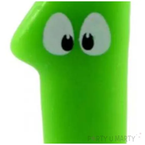 swieczka na tort cyfra 1 z oczami zielona tamipol 7 5 cm