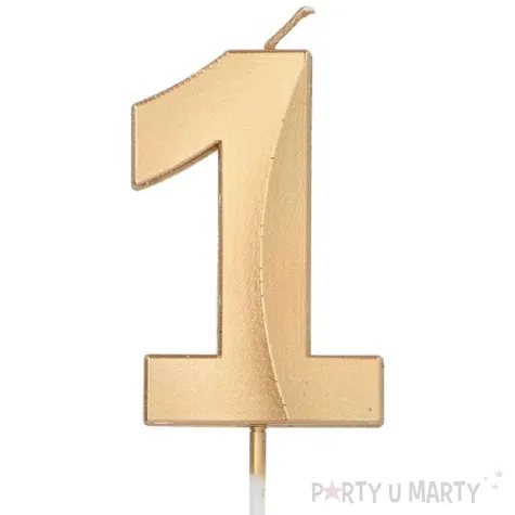 swieczka na tort cyfra 1 zlota folat 14 5 cm