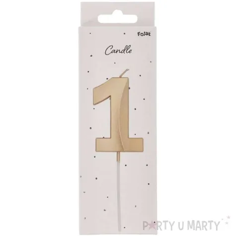 swieczka na tort cyfra 1 zlota folat 14 5 cm