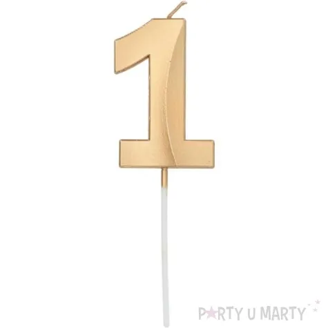 swieczka na tort cyfra 1 zlota folat 7 cm