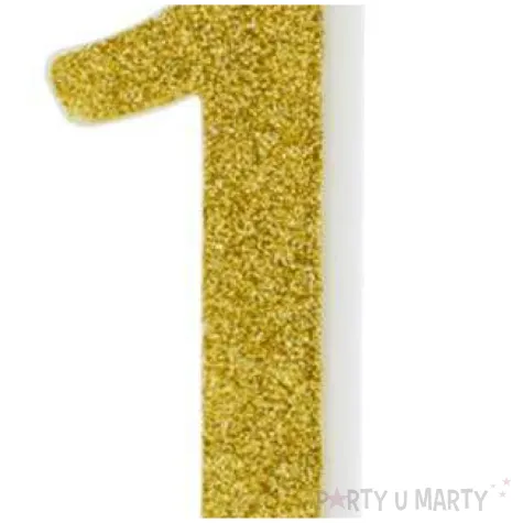 swieczka na tort cyfra 1 zlota partydeco 1 szt