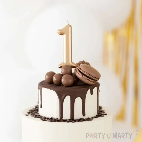 swieczka na tort cyfra 1 zloty partypal 10 cm