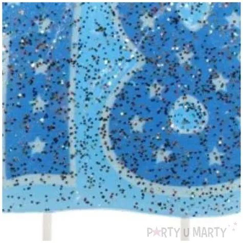 swieczka na tort cyfra 18 niebieskie gwiazdki ravi