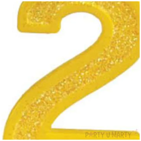 swieczka na tort cyfra 2 brokat zolta guirca 4 cm