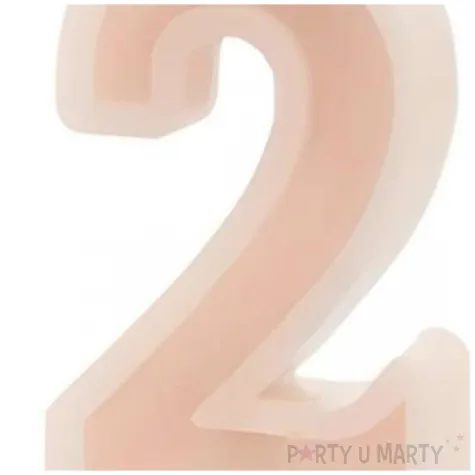 swieczka na tort cyfra 2 brudny roz partydeco 10 cm