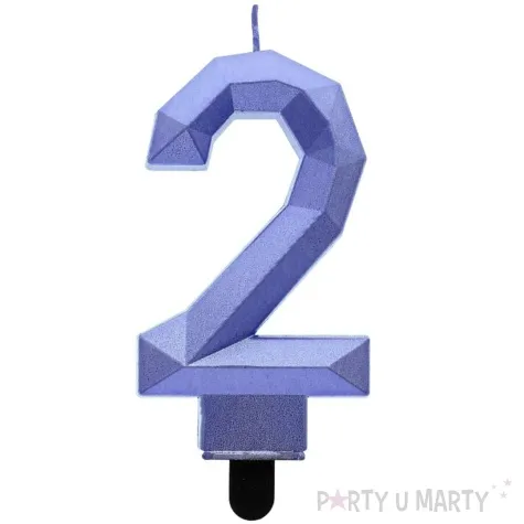 swieczka na tort cyfra 2 diament niebieska godan 7 6 cm