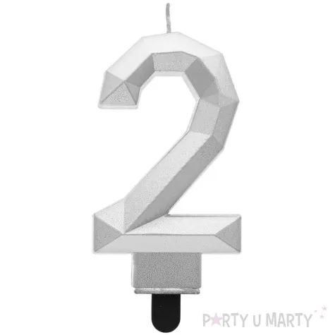swieczka na tort cyfra 2 diament srebrna godan 7 6 cm